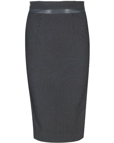 Conquista High Waisted Pencil Skirt With Leather Detail - Gray