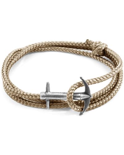 Anchor and Crew Sand Admiral Anchor Silver & Rope Bracelet - Metallic