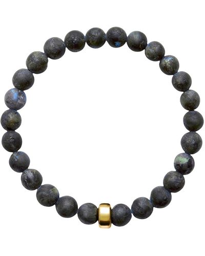 Ora Pearls Aro Men's Larvikite Bracelet Gold Bead - Black