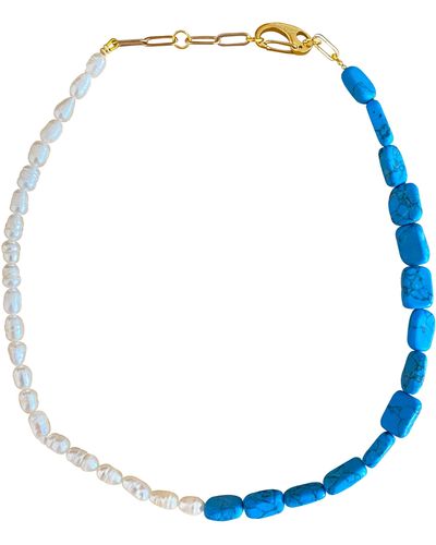 Smilla Brav Turquoise Pearl Necklace Linda - Blue