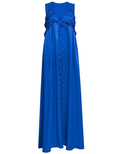 Audrey Vallens Venus Silk Maxi Dress - Blue