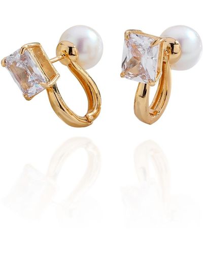 Classicharms Pearl Zirconia Multi-wear Earrings - Metallic