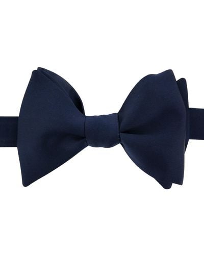 LE COLONEL Navy Silk Classic Bow Tie - Blue