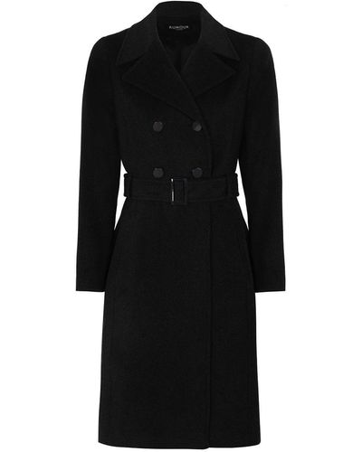 Rumour London Isabella Wool & Cashmere Blend Coat With Double-breasted Silhouette & Pleated Back - Black