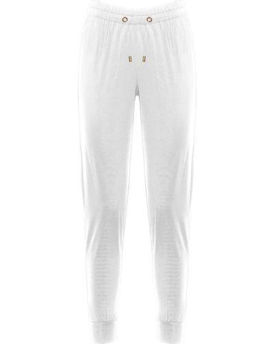 ANTONINIAS Elegant Sweat Pants With Golden Details In - White