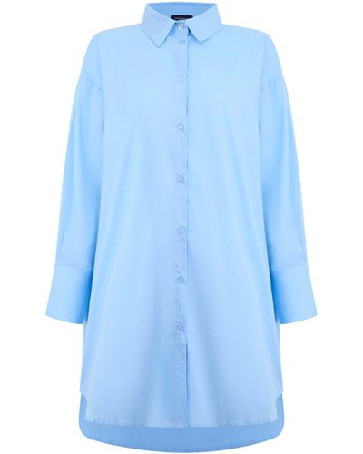 James Lakeland Oversized Plain Shirt Pale - Blue