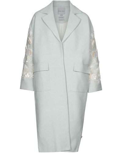 IMAIMA Neutrals The Aza Hand-embroidered Coat In Mint - Blue