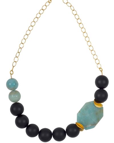 Magpie Rose Green Amazonite & Black Onyx Statement Necklace - Multicolor