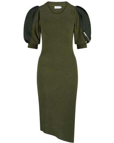 dref by d Leia Knit Military Dress - Green