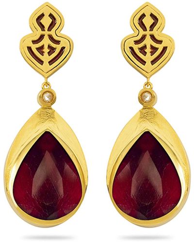 LORA Ruby Gold Earring - Metallic