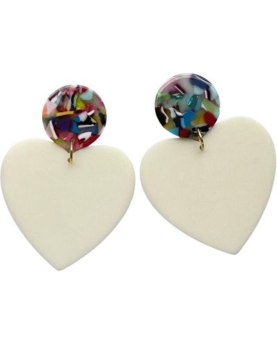 CLOSET REHAB Xl Heart Earrings In Love Yourself To Pieces - White