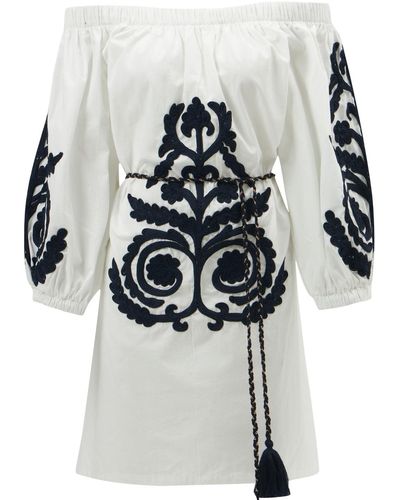 Peraluna Masumi Embroidered Mini Dress In /navy - White