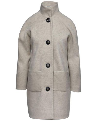 Conquista Neutrals Mouflon Sand Colour Melange Coat By Fashion - Grey