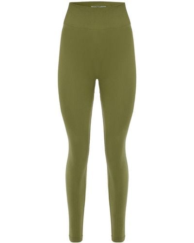 Nocturne Khaki Ribbed High-waisted leggings - Green