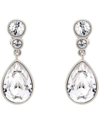 Emma Holland Jewellery Platinum & Teardrop Crystal Drop Clip On Earrings - Metallic