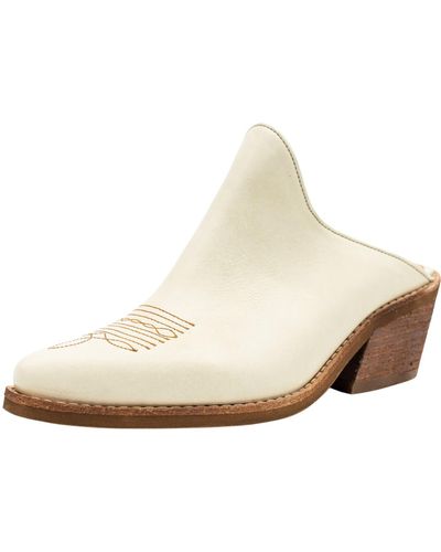 Stivali New York Heritage Western Mules In Ivory Leather - Natural