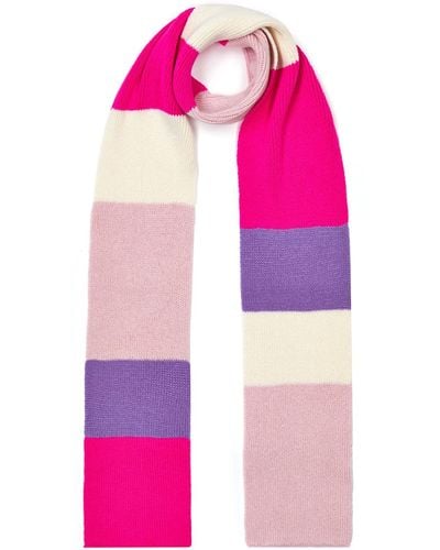 INGMARSON Ribbed Colour Block Wool & Cashmere Scarf Pink