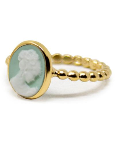 Vintouch Italy Ginevra Green Mini Cameo Stacking Ring - Multicolour