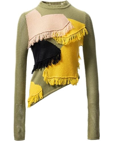 Fully Fashioning Hope Color Block Knit Top - Yellow