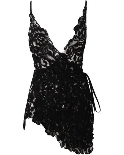 Belle -et-BonBon Christmas Cocktail Dress Valentina Noir Lace Wrap Slip Dress With Chiffon Underslip - Black