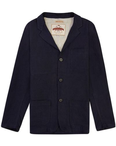Burrows and Hare Linen Blazer - Blue