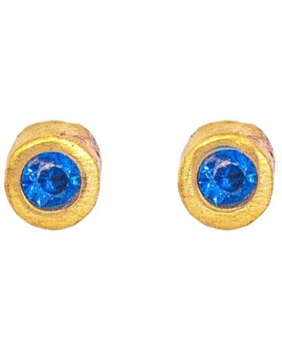 Lily Flo Jewellery Disco Dot Blue Sapphire Stud Earrings