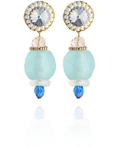 Saule Label Camille Earrings In Coastal Glass - Blue