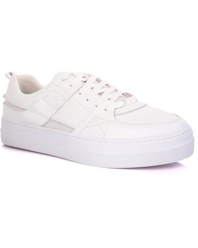 DAVID WEJ Leather Trainers With Mesh - White
