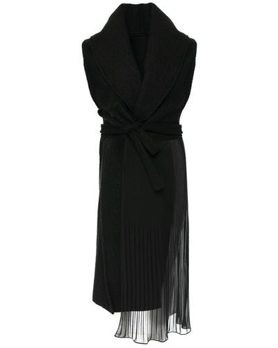Silvia Serban Tweed & Pleated Veil Deconstructed Vest - Black
