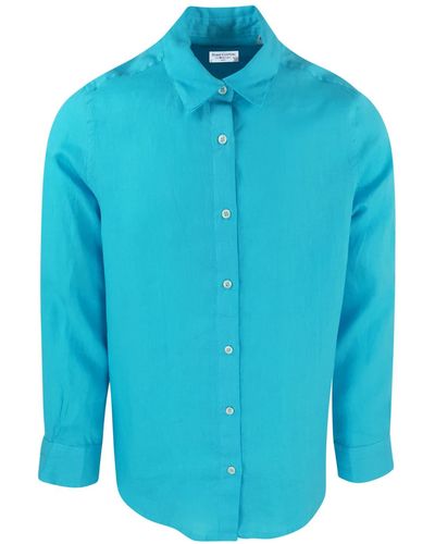 Haris Cotton Linen Basic Long-sleeved Shirt-zante - Blue
