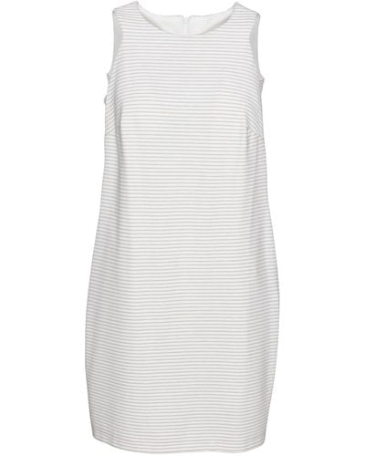 Conquista Neutrals Textured Striped Sleeveless Sack Dress - White