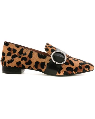 Rag & Co Naomi Leopard Printed Loafers in Brown | Lyst