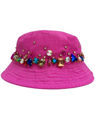 Quillattire Pink Embellished Bucket Hat