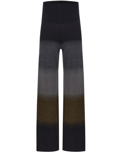 Peraluna Colour Transition Bell Bottom High-waisted Knit Trousers - Blue