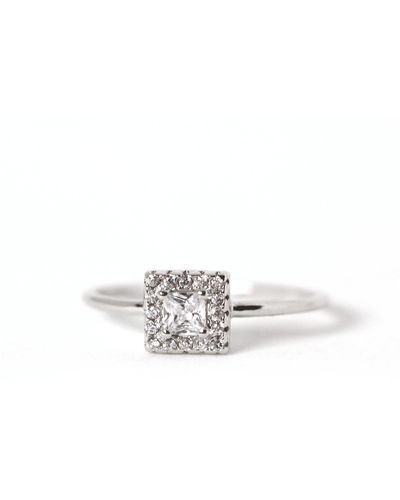 VicStoneNYC Fine Jewelry Natural Princess Cut Diamond Engagement Ring - White