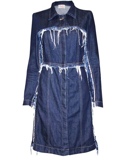 Love and Nostalgia Devon Denim Coat Dress Dark Horse - Blue