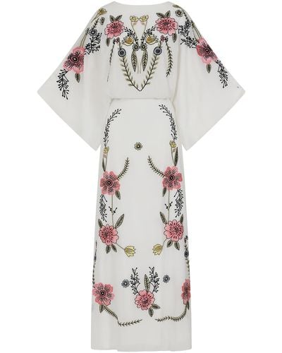 Frock and Frill Evanthe Floral Embroidered Twist Back Maxi Dress - Grey