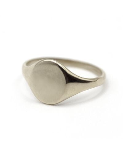 VicStoneNYC Fine Jewelry Modern Classic Solid Gold Signet Ring - White