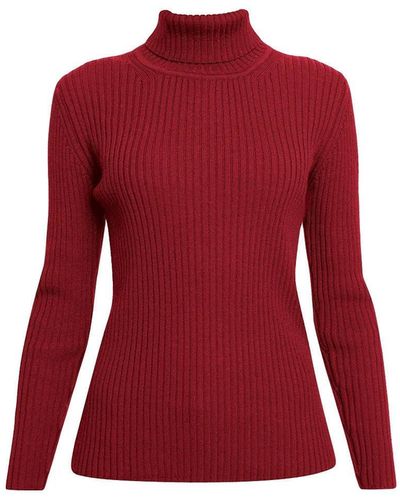 Rumour London Mia Ribbed Turtleneck Jumper - Red