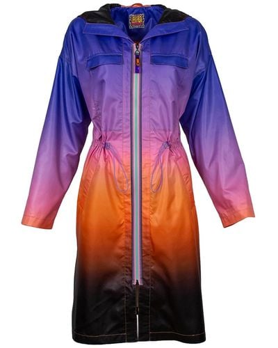 Lalipop Design Ombre Raincoat With Hoodie - Blue