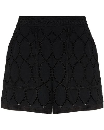 Nocturne Embroidered Wide-leg Shorts - Black