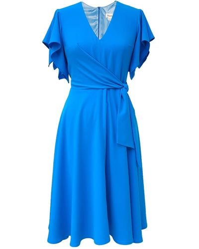 Mellaris Leda Dress In French Crepe - Blue
