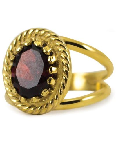 Vintouch Italy Luccichio Gold Vermeil Garnet Ring - Red