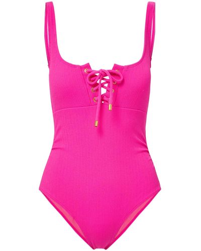 Change of Scenery Taylor Underwire Tank One Piece In Shocking Pink Texture