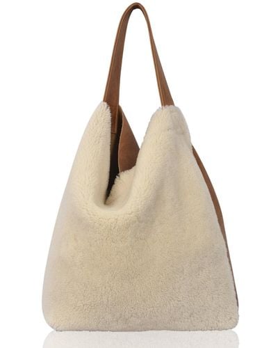 Owen Barry Sheepskin Shoulder Bag Brandy Cream - Natural
