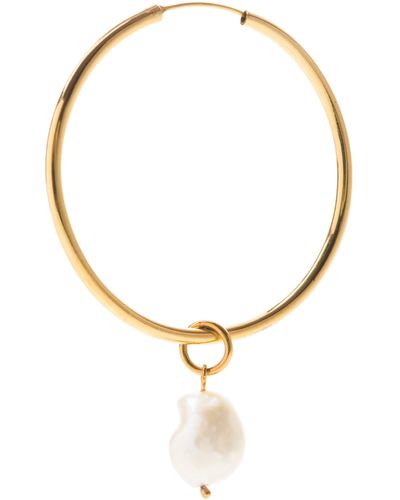 freya rose Large Gold Vermeil Hoop Earrings With Baroque Pearls - Metallic