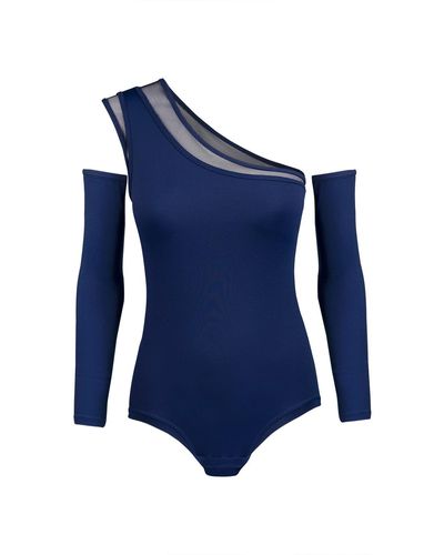 Balletto Athleisure Couture Classic Tech Bio Attivo Detachable Sleeves Bodysuit Navy - Blue