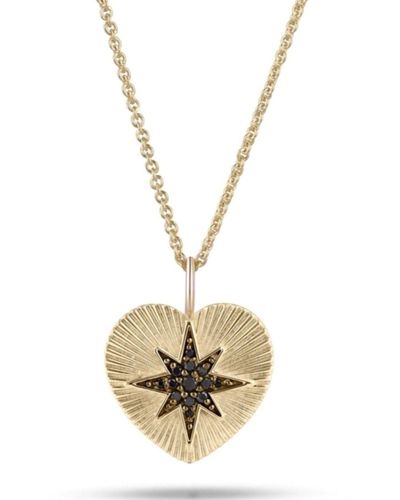 Zohreh V. Jewellery Diamond & Onyx Star Heart Pendant 9k Gold - Metallic