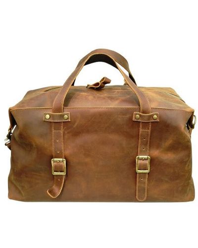 Touri Large Genuine Leather Holdall - Brown