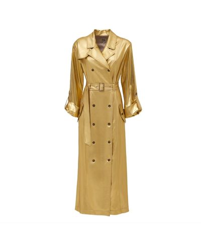 Julia Allert Belted Double-breasted Trench Dress Jersey - Metallic